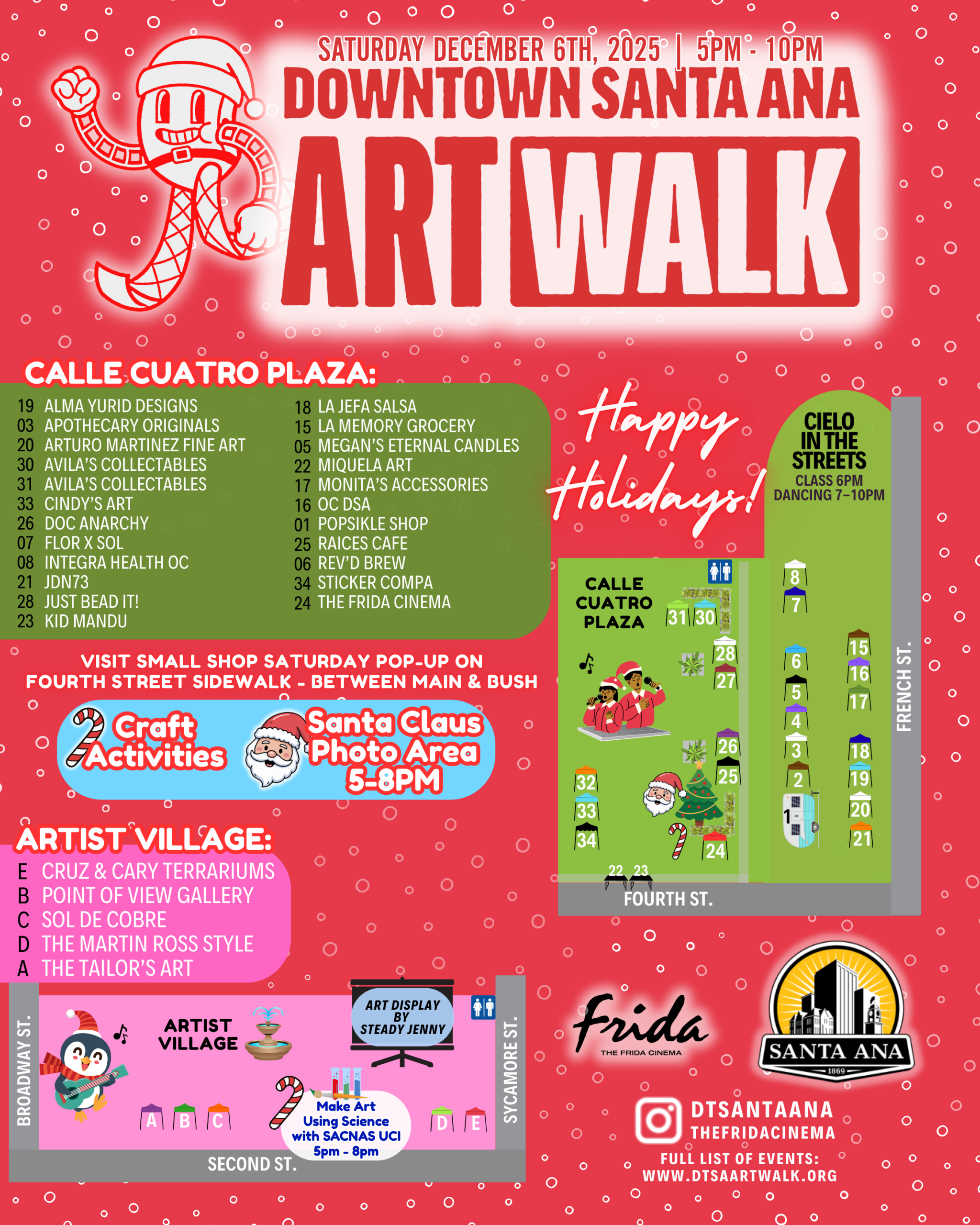 Downtown Santa Ana Art Walk Booth Listing. OCDSA is booth number 16.
